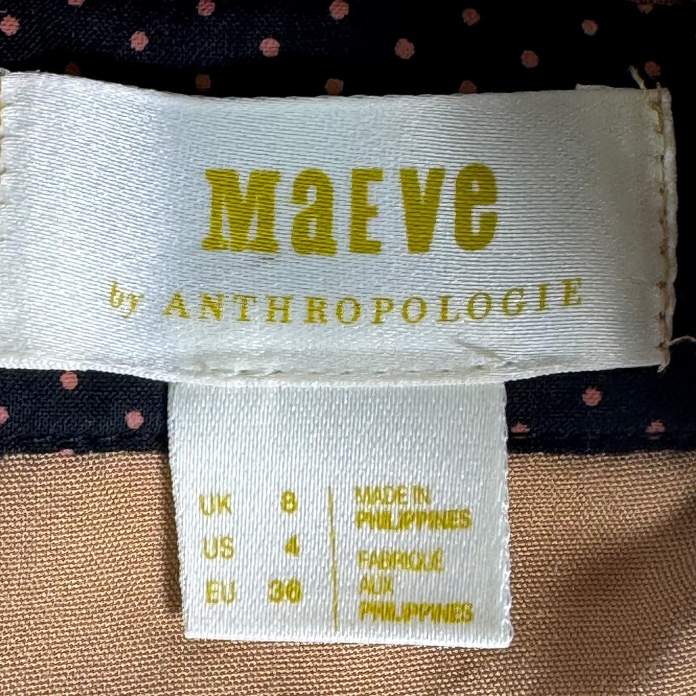 Anthropologie Maeve Seamed Tan/Black Trim Linen Blend‎ Contrast Corset Top Sz 4 - Picture 5 of 7